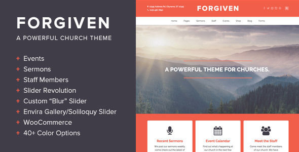 Forgiven by BoxyStudio is a news magazine WordPress theme with video support which features fully responsive layouts, Revolution Slider and WooCommerce integration.