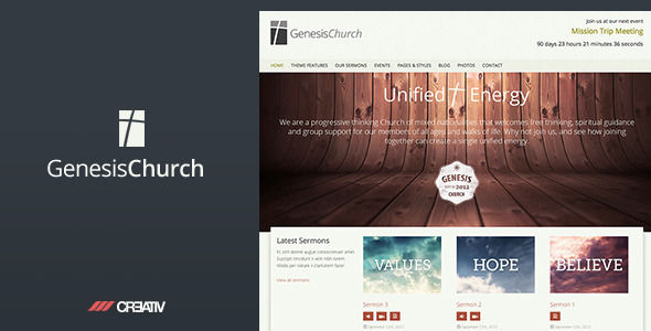 Genesis Church by Jonathan01 is a news magazine WordPress theme with video support which features fully responsive layouts, search engine optimization and clean design.