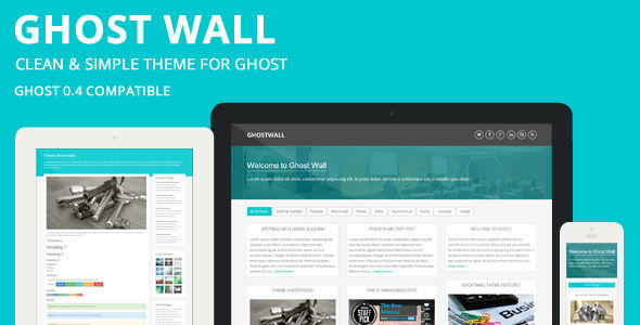 GhostWall by Sunflowertheme is a Ghost theme which features support for RTL languages, fully responsive layouts, Google Fonts support, clean design and  Bootstrap framework utilization.