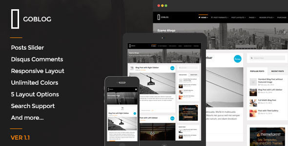 GoBlog by BloomPixel is a Ghost theme which features Retina display support, support for RTL languages, fully responsive layouts, clean design and  is great for your personal site.