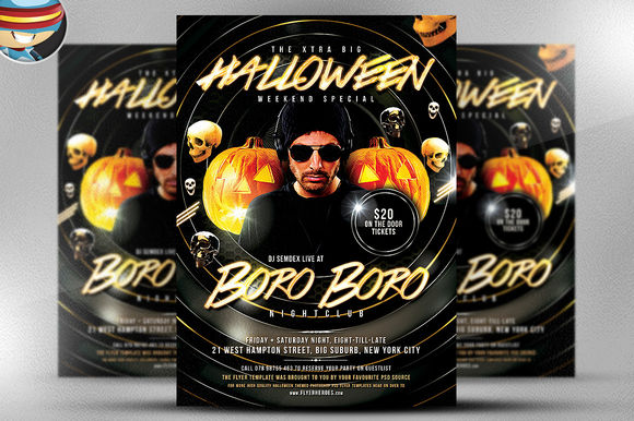 Halloween BoroBoro Flyer Template by FlyerHeroes is available from CreativeMarket for $9.