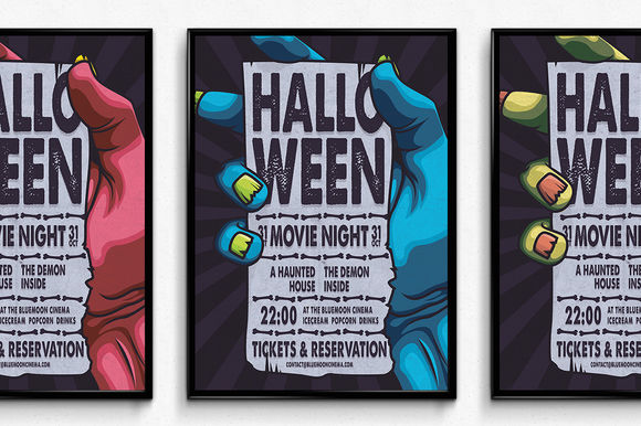 Halloween Movie Night Poster by SNKs is available from CreativeMarket for $6.