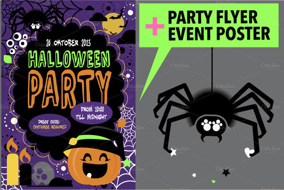 Halloween Party Flyer by Darish is available from CreativeMarket for $5.