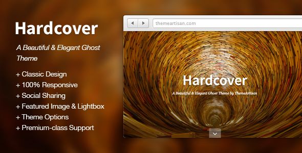 Hardcover by ThemeArtisan is a Ghost theme which features support for RTL languages, fully responsive layouts and  blogging related layouts and optimizations.