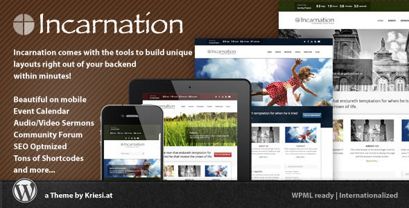 Incarnation by Kriesi is a news magazine WordPress theme with video support which features fully responsive layouts, search engine optimization and can be used for your portfolio.