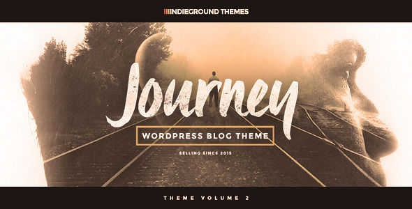 Journey by Indieground is a WordPress theme which features Retina display support, parallax elements, fully responsive layouts, search engine optimization, clean design, Bootstrap framework utilization, is great for your personal site, a grid layout and minimal design.