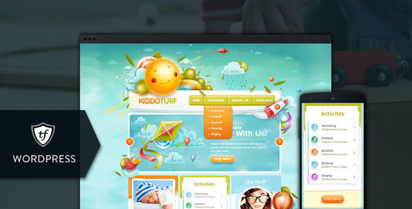 KiddoTurf by ThemeFuse is a kids store WordPress theme which features Retina display support, fully responsive layouts, search engine optimization and Colorful.