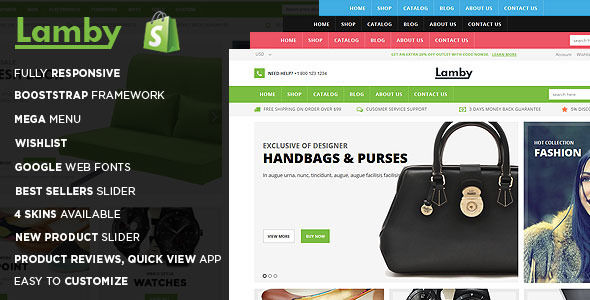 Lamby by MagikCommerce is a Shopify theme which features support for RTL languages, fully responsive layouts, clean design and  Bootstrap framework utilization.