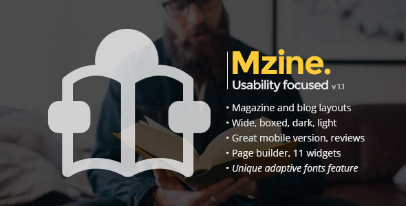 Mzine by WegoDesign is a news magazine WordPress theme with video support which features Retina display support, Mega Menu, fully responsive layouts, search engine optimization, Google Fonts support, Revolution Slider, clean design, Bootstrap framework utilization, magazine style layouts, a grid layout and minimal design.