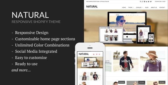 Natural by Sdjentertainment is a Shopify theme which features support for RTL languages, fully responsive layouts, search engine optimization, Google Fonts support, clean design and  minimal design.