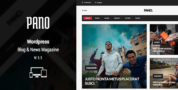 Nillpano by NillTheme is a news magazine WordPress theme with video support which features Retina display support, support for RTL languages, fully responsive layouts, Revolution Slider, WooCommerce integration, clean design, Bootstrap framework utilization, can be used for your portfolio, magazine style layouts, flat design aesthetics and a grid layout.