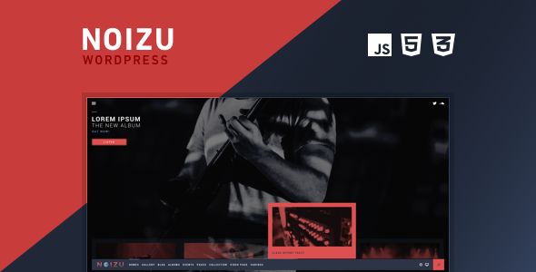 Noizu Wp by Mountainthemes is a WordPress theme for bands which features Retina display support, fully responsive layouts, search engine optimization, Google Fonts support, Revolution Slider, clean design, bold design elements, a grid layout and minimal design.