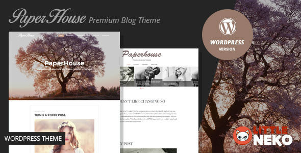Paperhouse by Little-Neko is a WordPress theme which features Retina display support, parallax elements, support for RTL languages, fully responsive layouts, Google Fonts support, clean design, Bootstrap framework utilization, is great for your personal site and a grid layout.