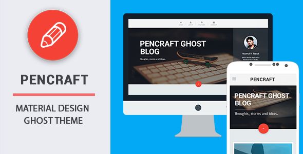 Pencraft by Codetic is a Ghost theme which features parallax elements, fully responsive layouts, clean design, is great for your personal site, blogging related layouts and optimizations and  minimal design.