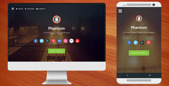Phantom by Codetic is a Ghost theme which features parallax elements, fully responsive layouts, clean design and  blogging related layouts and optimizations.