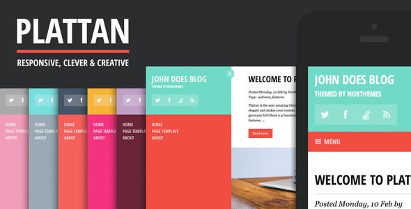 Plattan by Northemes is a Ghost theme which features fully responsive layouts, clean design and  flat design aesthetics.
