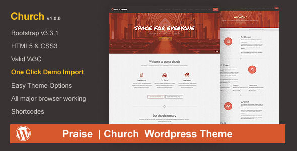 Praise Church by Hiteshmahavar is a news magazine WordPress theme with video support which features fully responsive layouts and Bootstrap framework utilization.