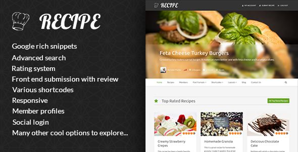 Recipe by DJMiMi is a recipe WordPress theme which features support for RTL languages, fully responsive layouts and Bootstrap framework utilization.