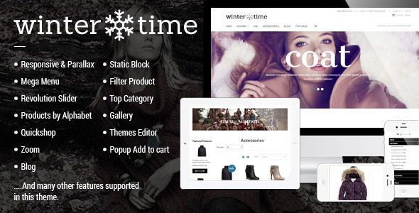 Responsive Shopify Theme by Tvlgiao is a Shopify theme which features parallax elements, support for RTL languages, fully responsive layouts, Google Fonts support, WooCommerce integration, clean design, Bootstrap framework utilization, a grid layout and  minimal design.