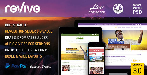 Revive by StylemixThemes is a news magazine WordPress theme with video support which features Retina display support, support for RTL languages, fully responsive layouts, search engine optimization, Google Fonts support, Revolution Slider, Bootstrap framework utilization and can be used for your portfolio.