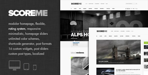 Scoreme by Dannci is a news magazine WordPress theme with video support which features parallax elements, fully responsive layouts, Google Fonts support, clean design, magazine style layouts, is great for your personal site and minimal design.
