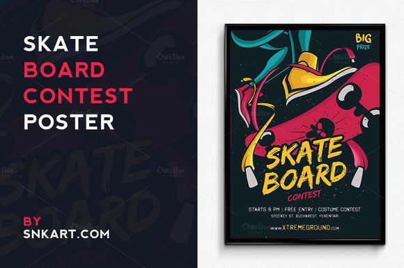 Skateboard Halloween Contest by SNKs is available from CreativeMarket for $6.