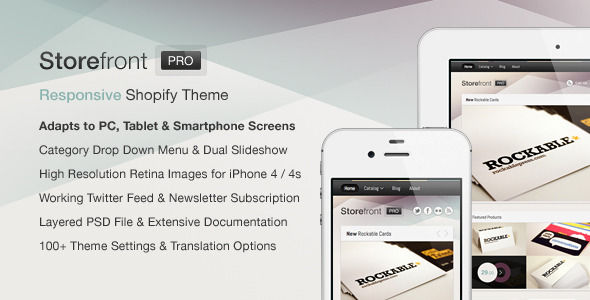 Storefront Pro For Shopify by Indiqo is a Shopify theme which features Retina display support, fully responsive layouts and  clean design.