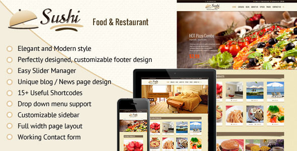 Sushi by BuddhaThemes is a Shopify theme which features support for RTL languages, one page layouts, fully responsive layouts, search engine optimization and  Google Fonts support.