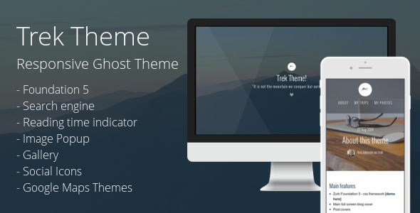 Trek by PxThemes is a Ghost theme which features fully responsive layouts, search engine optimization, Google Fonts support and  clean design.