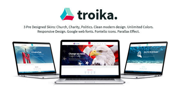 Troika by ThemeREX is a news magazine WordPress theme with video support which features parallax elements, support for RTL languages, fully responsive layouts, search engine optimization, Google Fonts support, Revolution Slider, WooCommerce integration, can be used for your portfolio and minimal design.