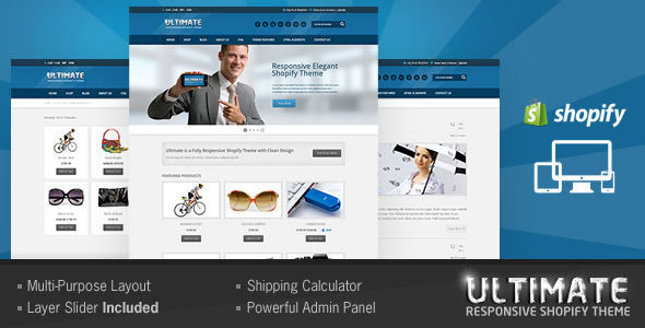 Ultimate by BuddhaThemes is a Shopify theme which features support for RTL languages, fully responsive layouts, search engine optimization, clean design and  minimal design.