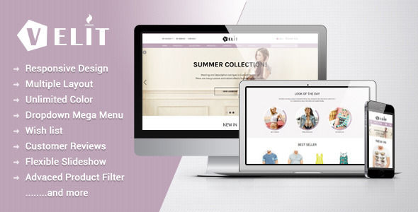 Velit by Tadatheme is a Shopify theme which features Mega Menu, fully responsive layouts and  Bootstrap framework utilization.