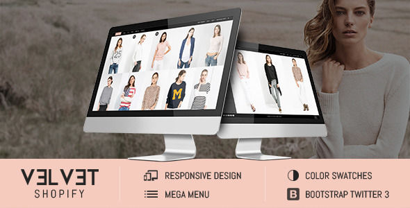 Velvet by Tvlgiao is a Shopify theme which features parallax elements, support for RTL languages, fully responsive layouts, Google Fonts support, WooCommerce integration, Bootstrap framework utilization and  minimal design.