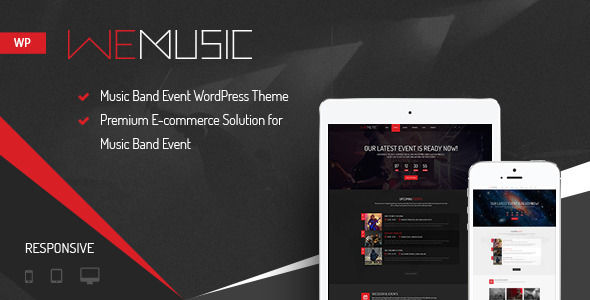 WeMusic by NooTheme is a WordPress music theme which features Retina display support, parallax elements, fully responsive layouts, Google Fonts support, Revolution Slider, WooCommerce integration, masonry post layouts and a grid layout.