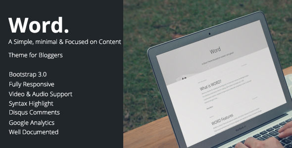 Word by ThemeGram is a Ghost theme which features fully responsive layouts, Google Fonts support, clean design, Bootstrap framework utilization and  minimal design.