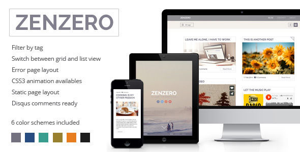 Zenzero by Muvolab is a Ghost theme which features Retina display support, one page layouts, fully responsive layouts, search engine optimization, clean design, support for photo galleries and  a grid layout.