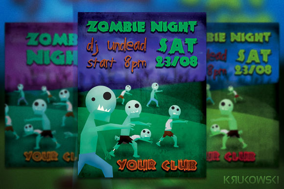 Zombie Night Flyer by Krukowski is available from CreativeMarket for $6.