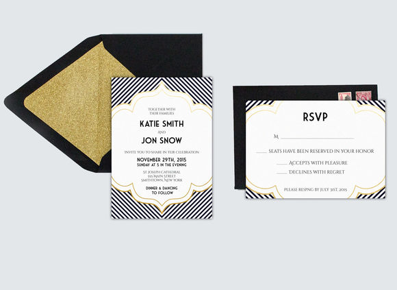 Art Deco Inspired Wedding Invitation by SarahMarieDesignStudio is available from CreativeMarket for $13.