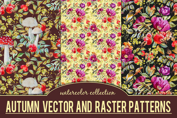 Autumn Watercolor Patterns by LembrikArtworks is available from CreativeMarket for $9.