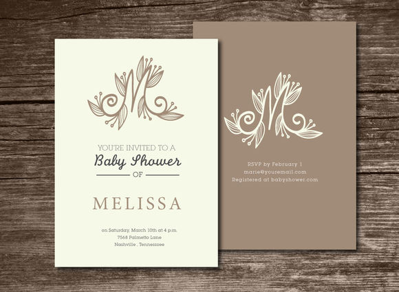 Baby Shower Invitation Initial by Aticnomar is available from CreativeMarket for $6.