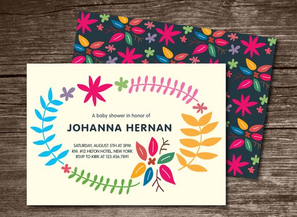 Baby Shower Invitation Leaves by Aticnomar is available from CreativeMarket for $6.