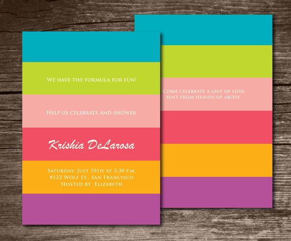Baby Shower Invitation Stripes by Aticnomar is available from CreativeMarket for $6.