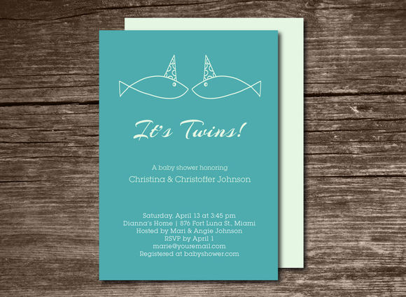 Baby Shower Invitation Twins by Aticnomar is available from CreativeMarket for $6.