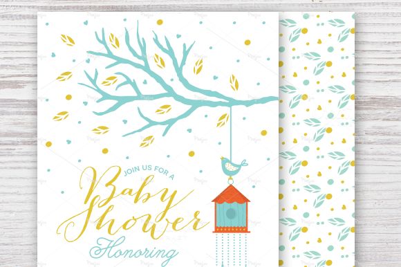 Baby Shower Invitation With Tree by Pixejoo is available from CreativeMarket for $8.