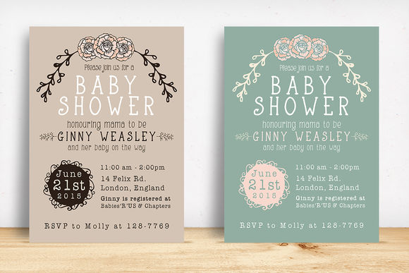 Baby Shower Invitation by KnottedDesign is available from CreativeMarket for $8.