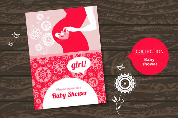 Baby Shower Invitations by ElenaPimonova is available from CreativeMarket for $4.