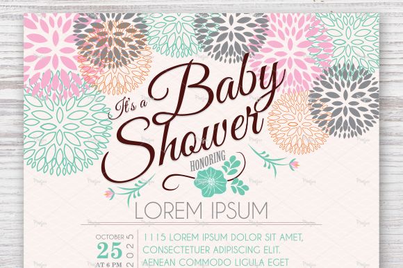 Baby Shower With Flowers Template by Pixejoo is available from CreativeMarket for $8.