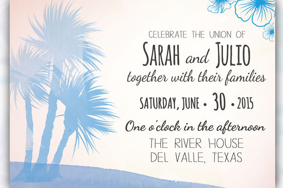 Beach Themed Wedding Inviation by Tbarkley is available from CreativeMarket for $10.