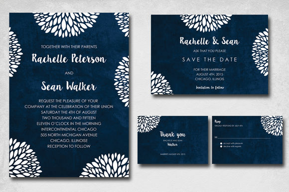 Blue Flowery Wedding Invite by Kreativepencils is available from CreativeMarket for $11.