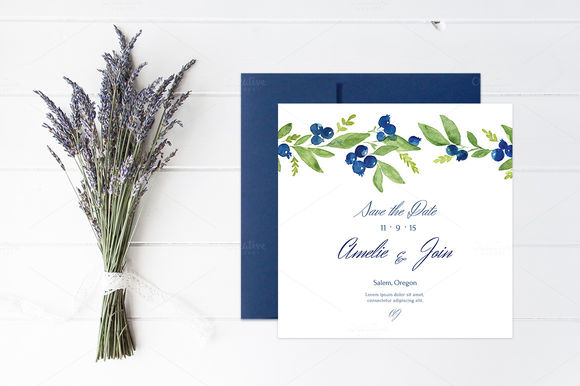 Blueberry Wedding Collection by NinaDolgopolova is available from CreativeMarket for $7.